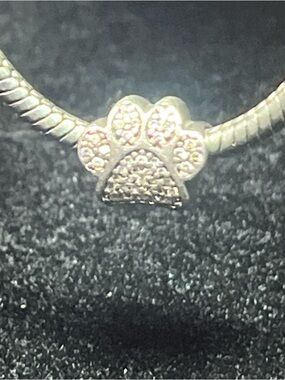 Pandora Sterling Silver Pave Paw Print Charm